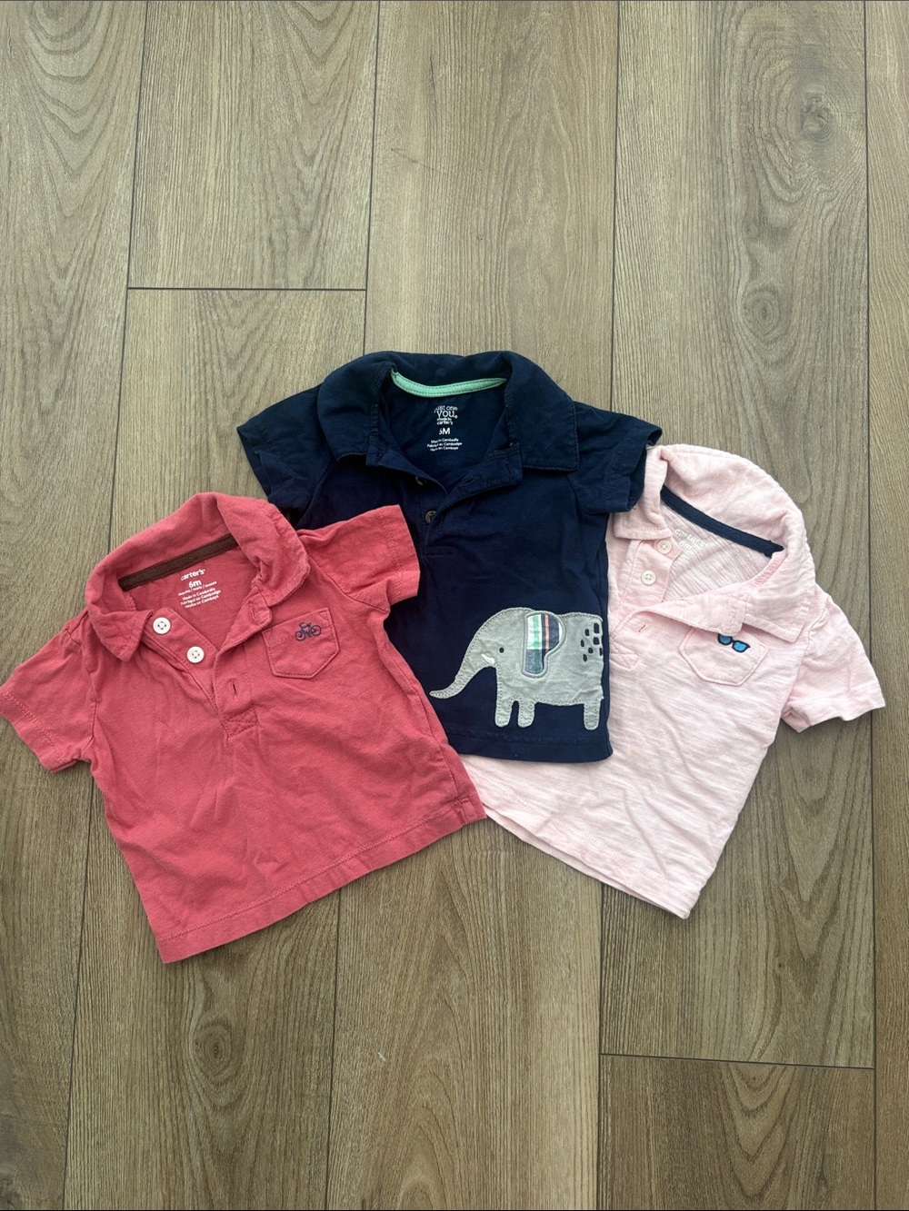 Carter's 3-Pack Baby Polo Tops in Navy, Coral, and Pink
